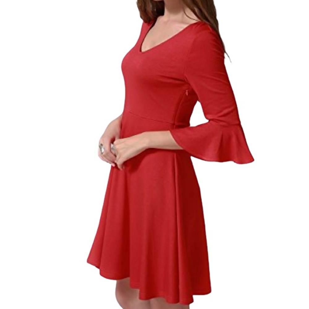 Talever RED Trumpet Sleeve Dress  NWT